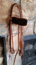 Beaver Hide Wide Browband Headstall with Silver Buckle and Concho