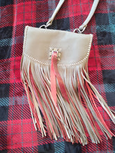 Two Toned Fringed Red and Gray  Patent Leather Pocket Purse