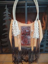 Rope Handled Fringed Leather Purse with Tooling