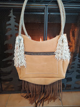 Rope Handled Fringed Leather Purse with Tooling