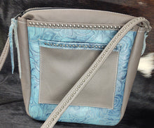 Turquoise and Gray Purse with Antique Silver Buckle