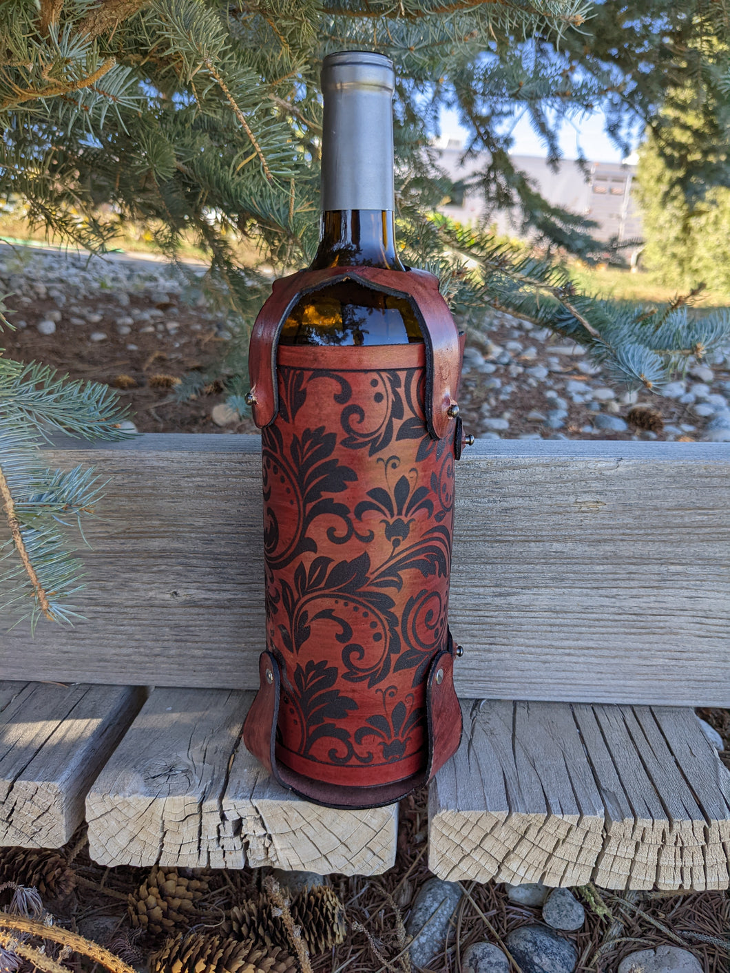 Floral Laser Engraved Wine Sleeve
