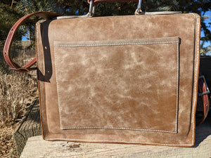 Handmade Leather Briefcase with Tooled Strap