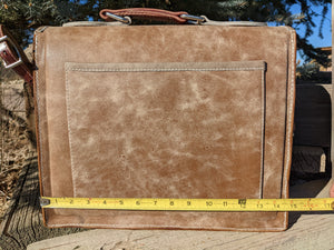 Handmade Leather Briefcase with Tooled Strap