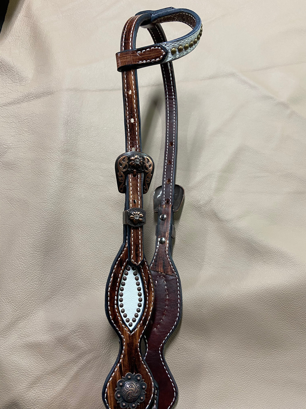 One-Ear Headstall with White Inlay