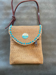 Basketweave with Turquoise Accent Billet Pouch