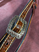 Stamped Brow Band Headstall with Silver and Copper Berry Buckle