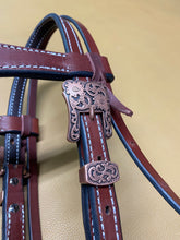Brown Brow-Band Headstall with Black, Copper and Gold Conchos