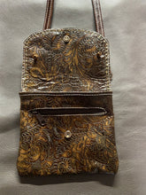 Brown Patterned Pocket Purse with Flap Bead Design