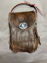 Brown Fringed Billet Pouch with Hair-On Flap